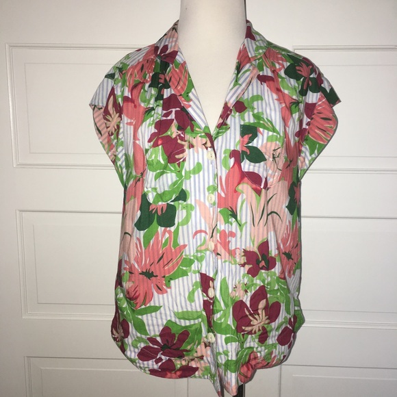 Anthro Maeve Raffine Blouse XS Tropical Print - Picture 4 of 8
